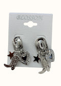 Silver Cowgirl Hat Dangle Earrings
