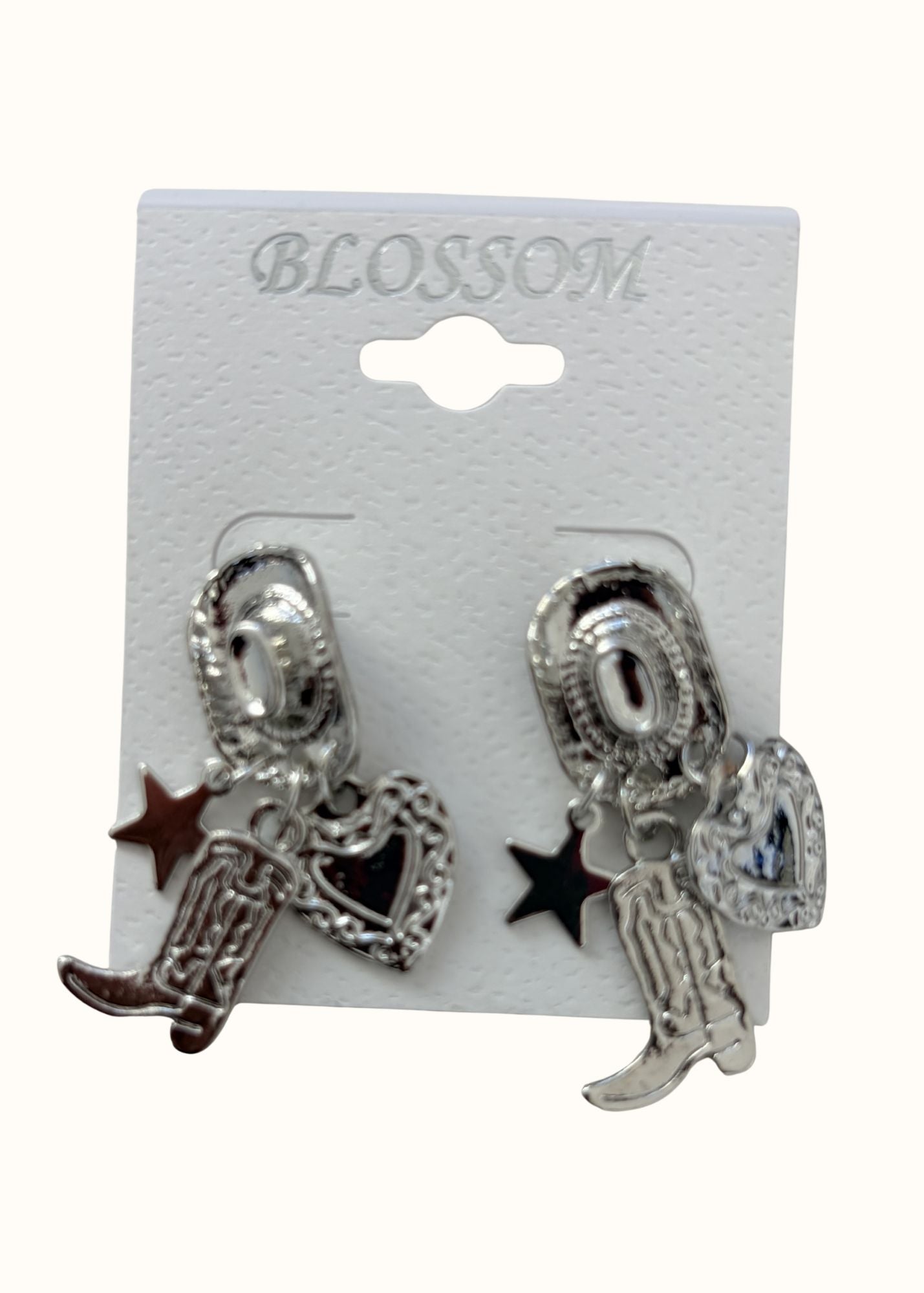 Silver Cowgirl Hat Dangle Earrings
